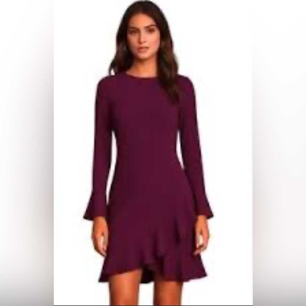 Lulu's Deep Purple Long Sleeve Dress
